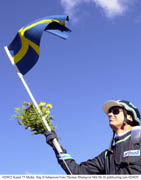 Den svenska flaggan vajade på Åby. Stig H och Victory Tilly var i toppform, vilket knappast kan sägas om de flesta motståndarna.Foto: Thomas Blomqvist