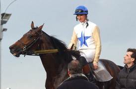 Trots en perfekt ritt av jockeyn Philippe Masschaele svarade Revenue för en märkligt svag prestation i Prix de Cornulier. Därmed blir det inte heller något Prix d´Amerique för Lutfi Kolgjinis stjärna nästa söndag. 	Foto: Johan Lindberg