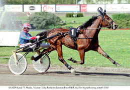 Den gamla goda tiden. Innan flytten till Stig H Johansson tränades Victory Tilly av Glen Norman, och då var den ordinarie kusken Torbjörn Jansson.                                                      Foto: P & R