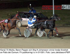 Stig H Johansson vann det tredje försöket med Baron Pepper. Foto: Lars Jakobsson/P&R