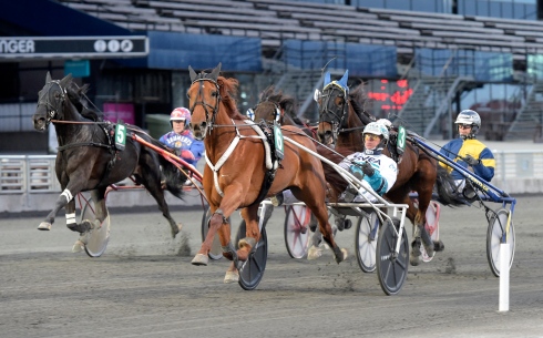 Conrads Rödluva vann på onsdagen sin årsdebut före Vikens Fingerprint och Dibaba. Foto av Lars Jakobsson/TR Bild