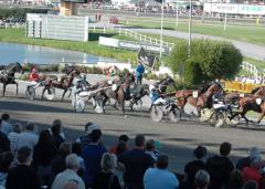 Starten har gått i Sundsvall Opet Trot med Panne De Moteur mitt i "smeten". Foto; A.Lindblom/Travkompaniet