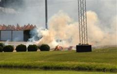 Fyrverkerierna satte eld p&aring; Solvallas innerplan. Foto: Maria Holm&eacute;n